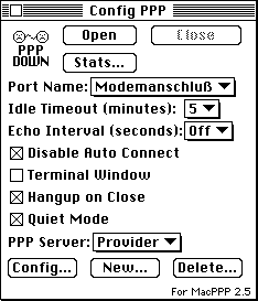 Config PPP: Hauptfenster