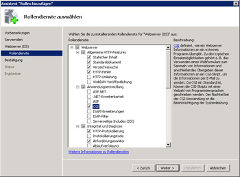 CGI-Rollendienst zu Webserver (IIS) hinzufügen