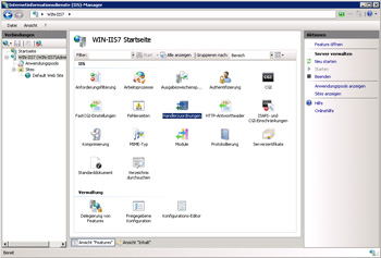 Auswahl der Handlerzuordnungen in IIS-Manager