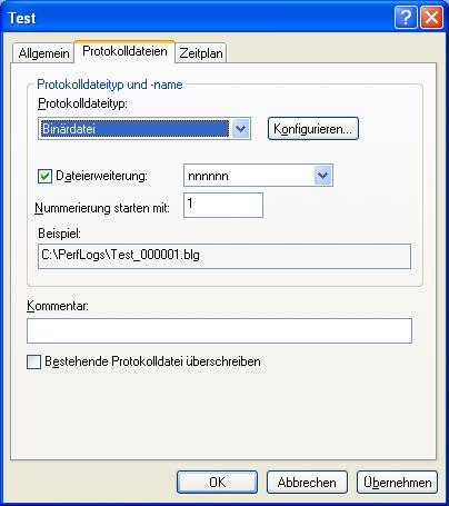 Leistungsindikationsprotokolle - Protokolldateien