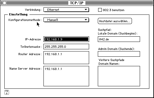 OpenTransport TCP/IP Manuell